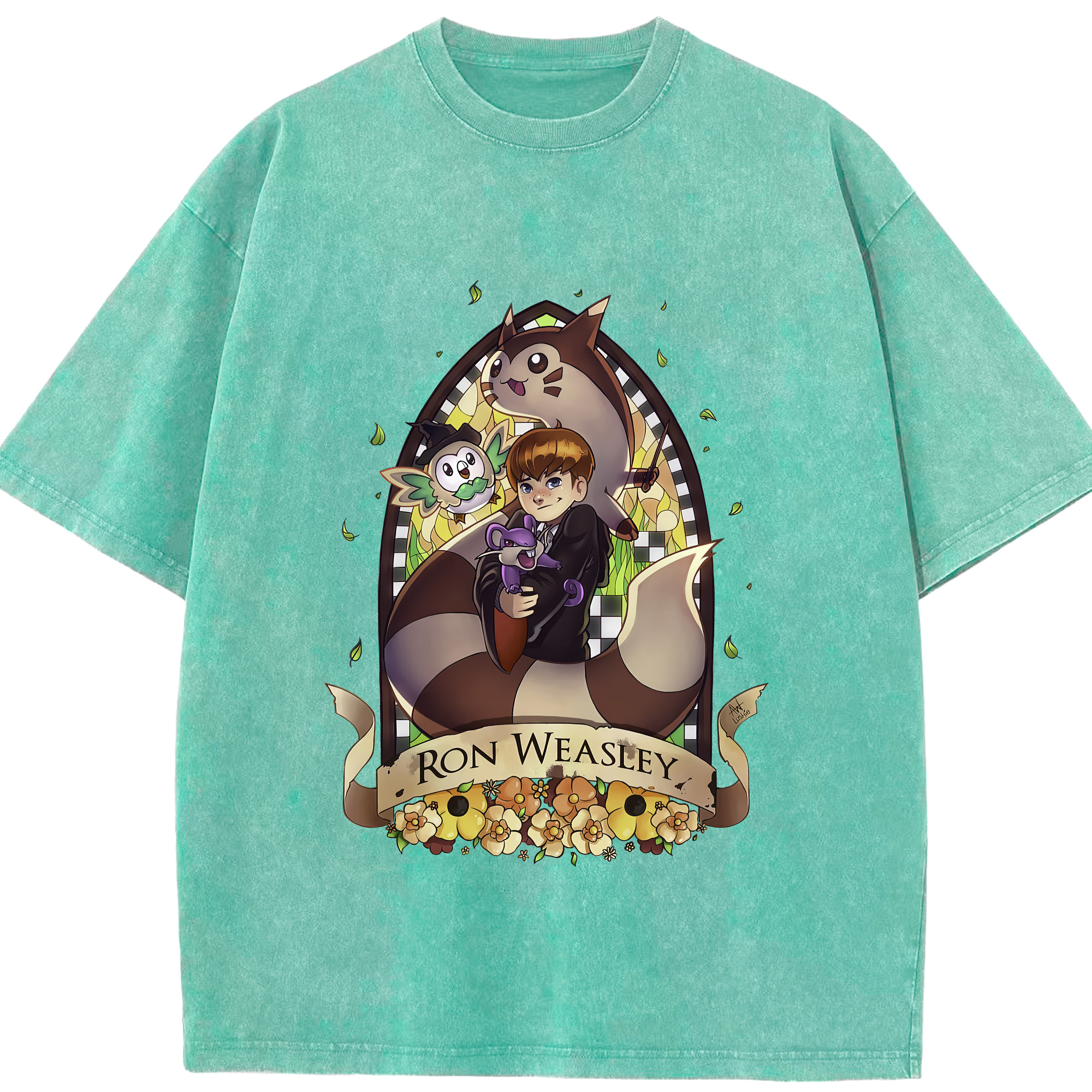 （画像用） Harry Potter ハリー・ポッターシリーズ 綿100% ヴィンテージ風 半袖Tシャツ（フロントプリント）